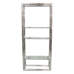 Glass and Polished Stainless Steel Shelf Unit Style of Pace