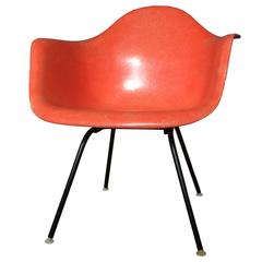 Mid-Century Eames for Herman Miller Fiberglass Low Lounge Chair in Orange