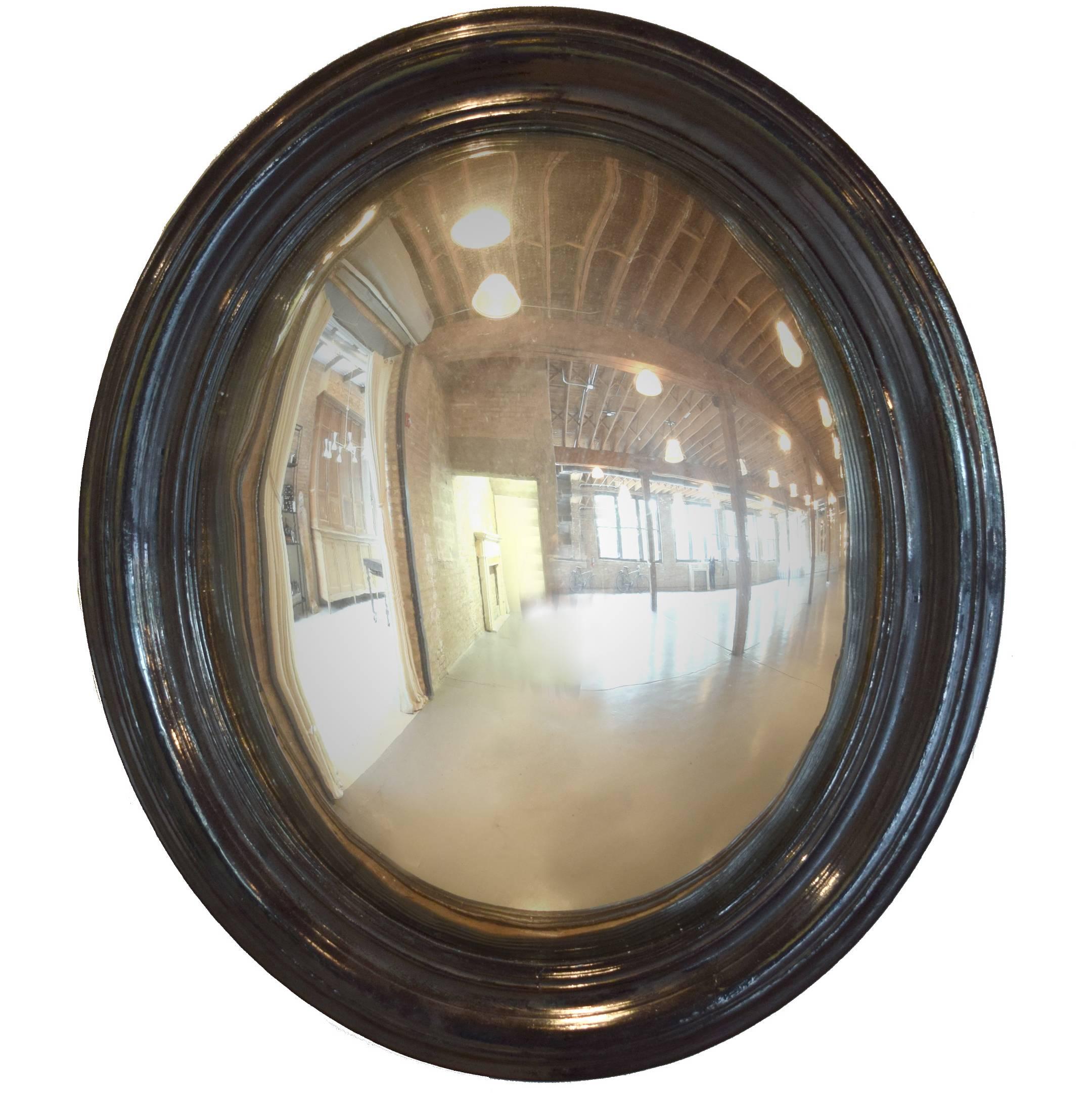 French Ebonized Convex Mirror