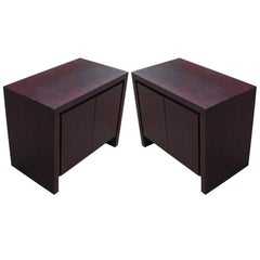 Pair of Clean Lined Modern Vintage Purple Stained Chests / Nightstands
