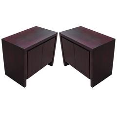 Pair of Clean Lined Modern Vintage Purple Stained Chests / Nightstands 7