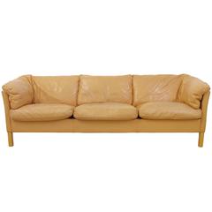Vintage Danish Leather Three-Seat Sofa by Mogens Hansen 2