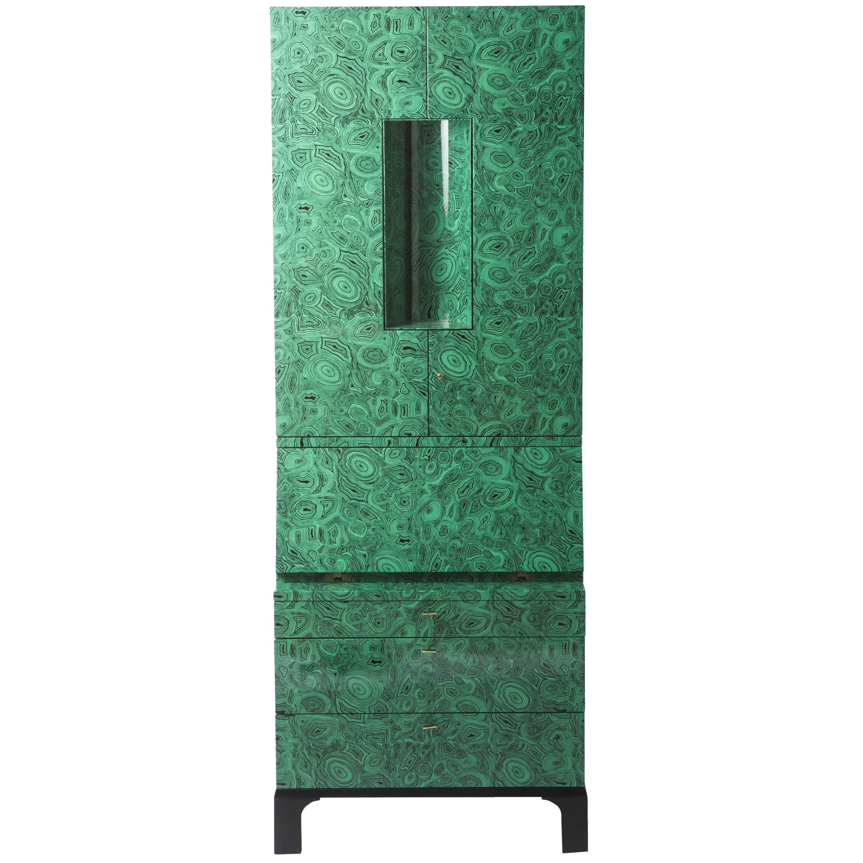 Ateliers Fornasetti "Malachite" trumeau cabinet, Italy 2010 For Sale