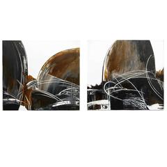 Set of Two Abstract Paintings by Puchong T 3