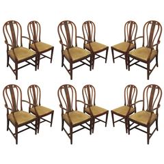 Set of 12 English c 1910 Dining Chairs in the Adam Style of Mahogany with Inlay