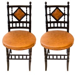 Pair of Arts and Crafts Ebonized Side Chairs by Collinson and Lock