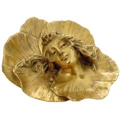 Georges Flamand, an Art Nouveau Gilt Bronze Vide-Poche, Signed