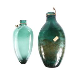 Antique Two Spanish Large Flat Bottles, 16th-17th Century