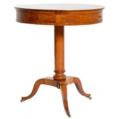 Antique Swedish Karl Johan Birchwood Drum Table, circa 1830s