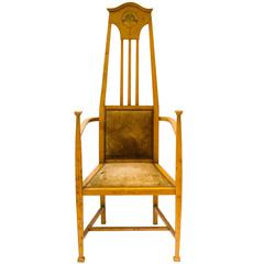 Rare Satin Birch Arts and Crafts Armchair by G M Ellwood 8