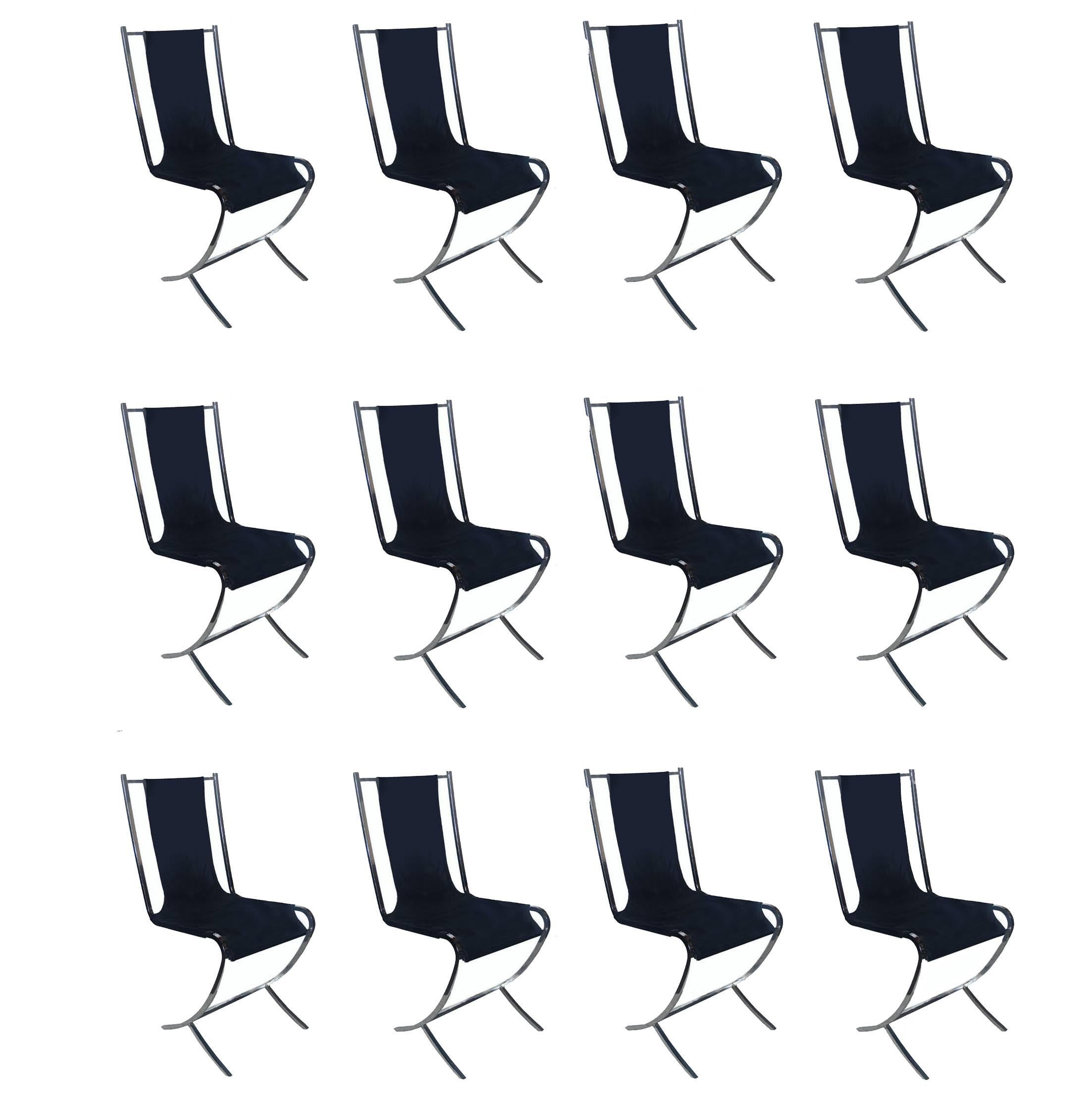 Set of 8 Maison Jansen Chrome Chairs