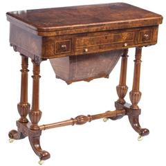 Antique Victorian Burr Walnut Card Games Table, circa 1870