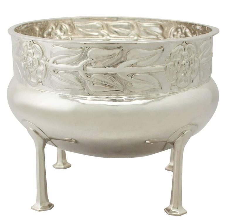 Antique George V Arts and Crafts Style Sterling Silver Jardinière/Bowl