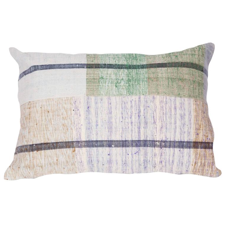 Pillow Made out of a Mid-20th Century Anatolian Cotton Kilim For Sale at 1stdibs