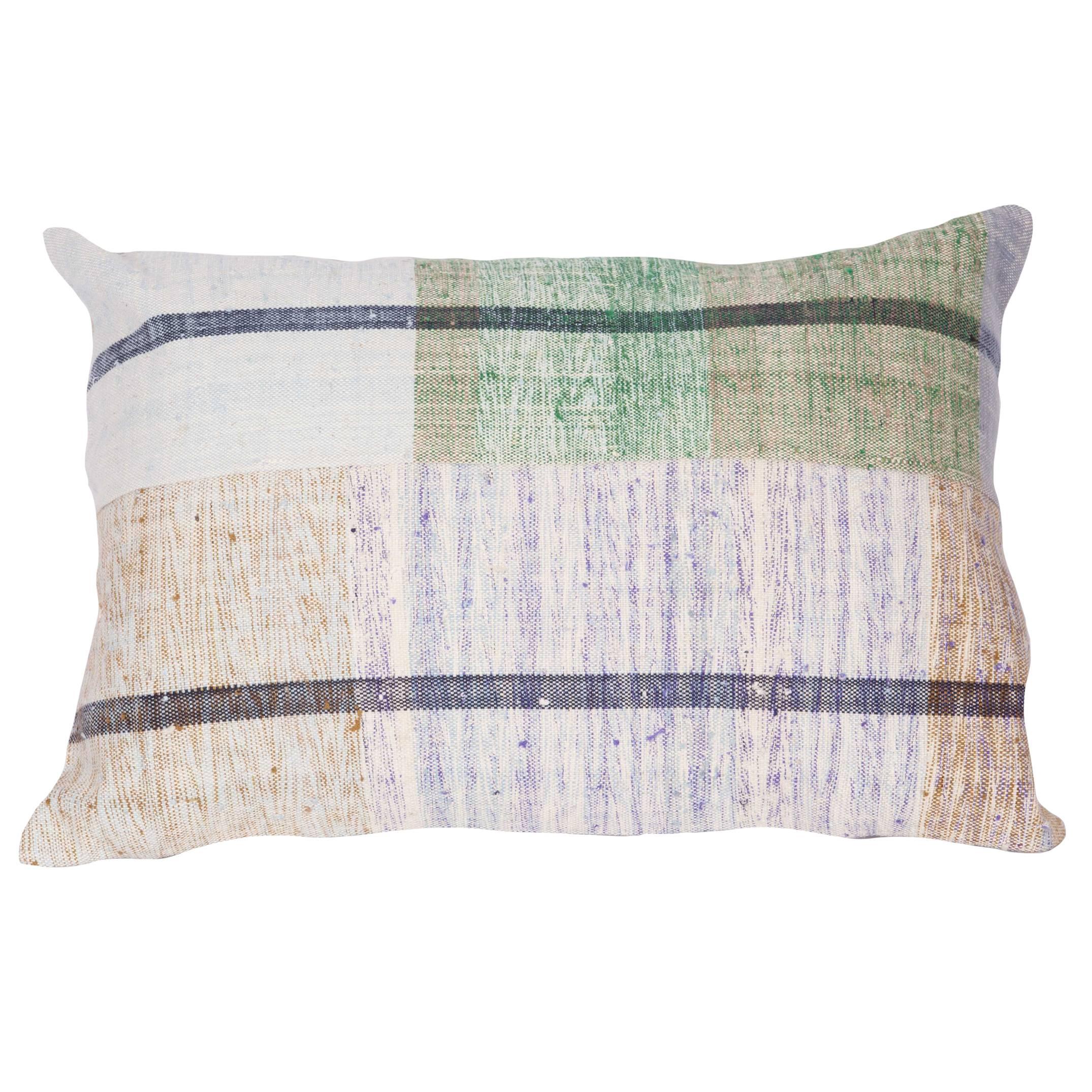 Pillow Made out of a Mid-20th Century Anatolian Cotton Kilim