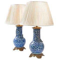 19th Century Chinese Porcelain Blue and White Lamps