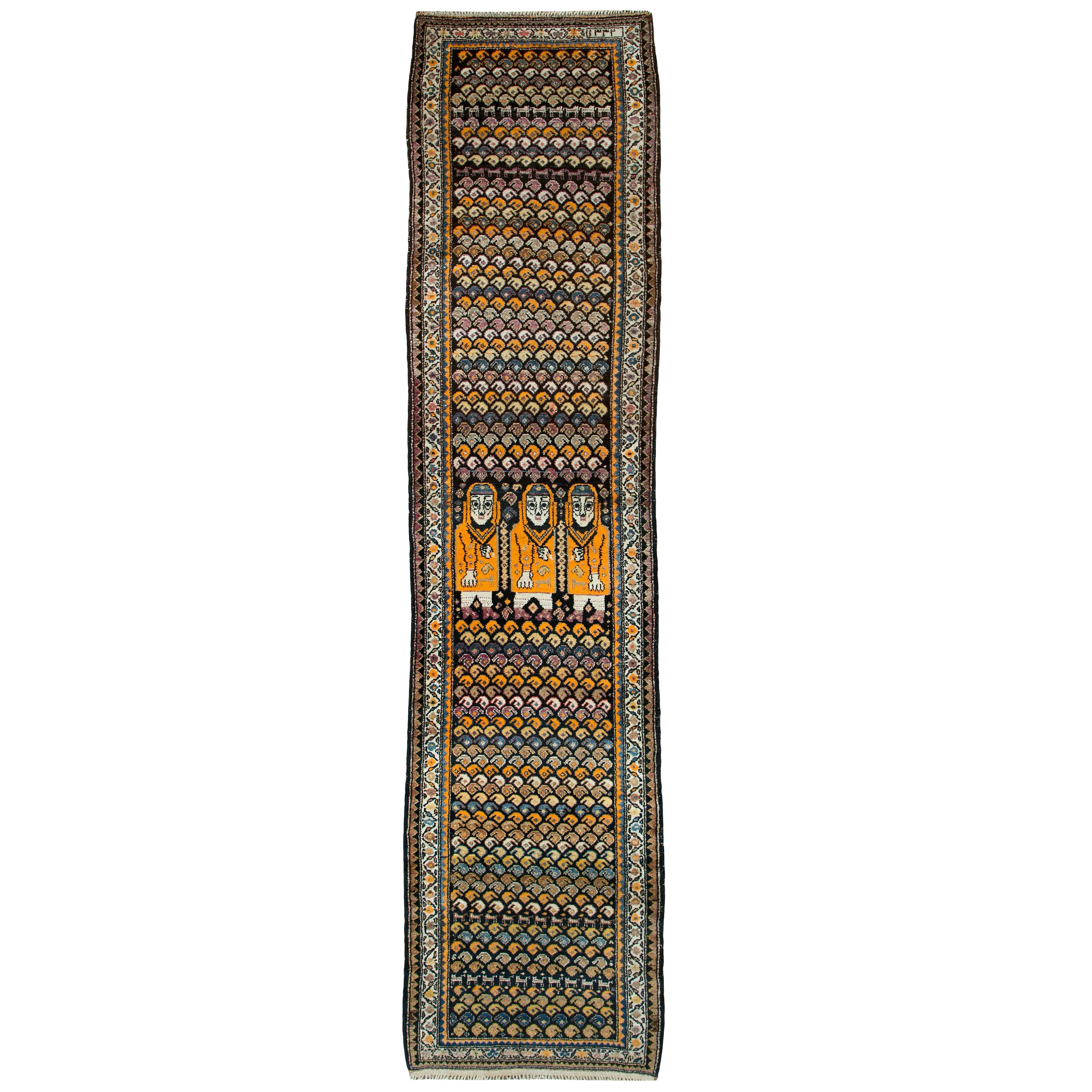 Ancien tapis pictural persan Malayer persan