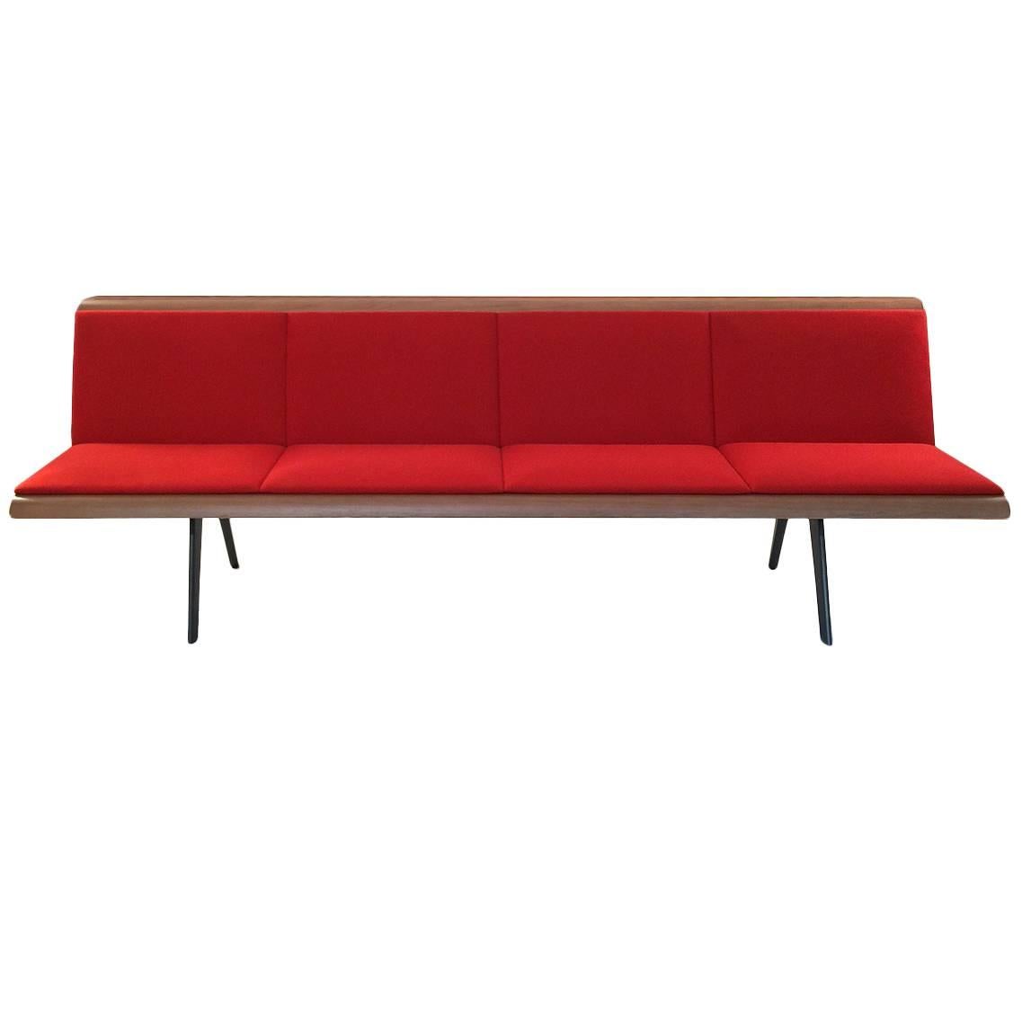 Red Zinta Four-Seat Bench by Lievore Altherr Molina for Arper, Italy Modern For Sale