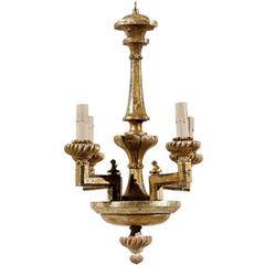 Italian Four-Light Vintage Chandelier with Silver and Gold Finish