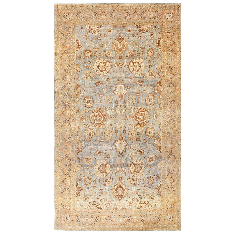 Large Light Blue Persian Kerman Rug For Sale at 1stdibs
