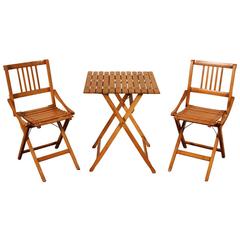 Mid-Century Italian Folding Table and Chairs, Brevetti Reguitti