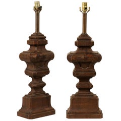 Pair of Italian Carved Wood Table Lamps