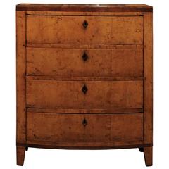 1860s Austrian Biedermeier Bow Front Commode with Contrasting Banded Inlays