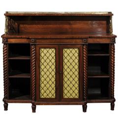 English 1820s Regency Rosewood Cabinet with Doors and Multiple Inner Drawers