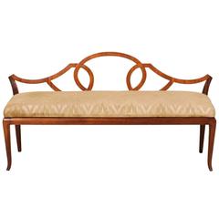 Italian Vintage Low Back Bench with Upholstered Seat