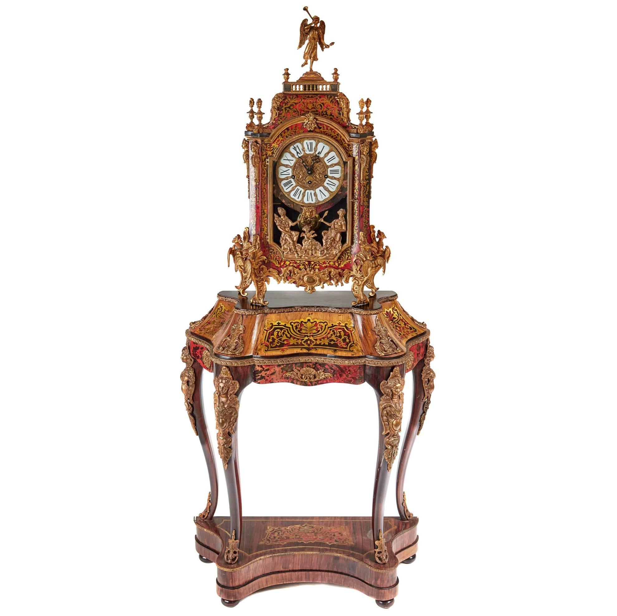 Stunning 19th Century French Boulle Clock Consul Table
