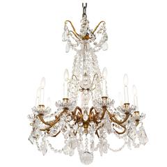 Louis XVI Style Ten-Light Crystal and Gilt Metal Chandelier