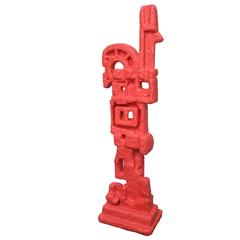 One of a Kind Resin & Plaster of Paris Red Totem Floor Abstract Sculpture /SALE 12