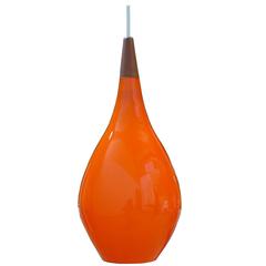 Large Orange Holmegaard Teardrop Pendant Light, 1960s