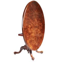 19th Century Victorian Burr Walnut Oval Centre Table