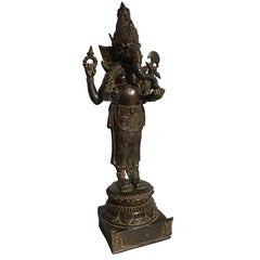 Vintage Khmer Style Bronze Standing Ganesh, mid 20th Century, Thailand