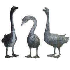 Rare Set of Three Antique Zinc Snow Geese