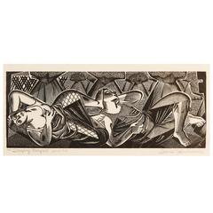 "The Sleeping Reapers, " Art Deco Print with Stylized Workers by Hechenbleikner