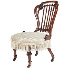 Unusual 19th Century Victorian Walnut Nursing Chair