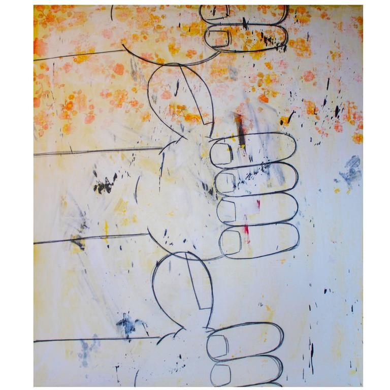 Large Modern Painting "Orange Flowers" by Eric Stefanski For Sale