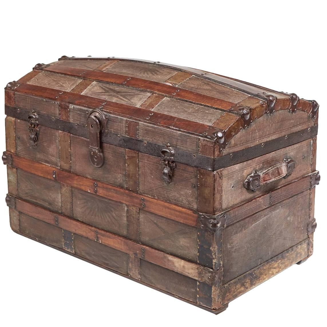 Unusual Victorian Dome Topped Chest Trunk