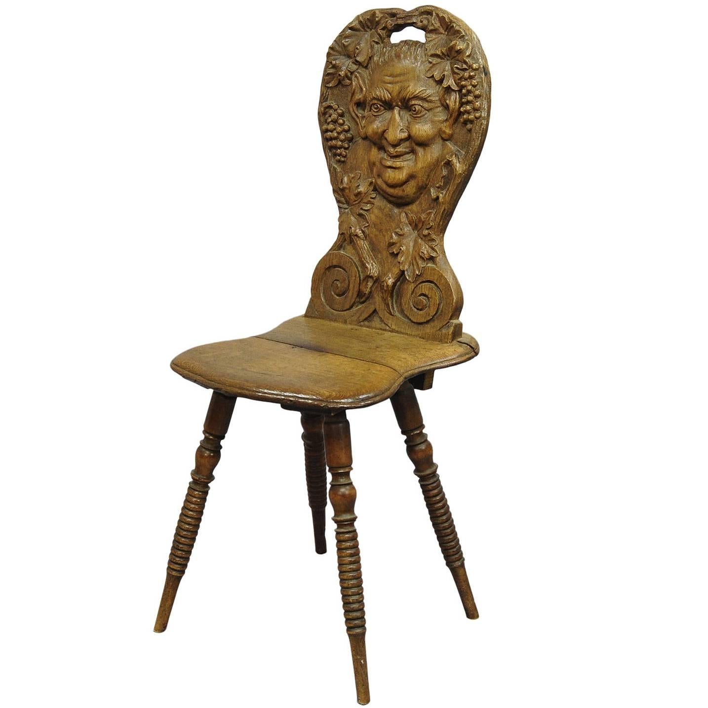 Carved Wedding Board Chair with Bacchus, circa 1900