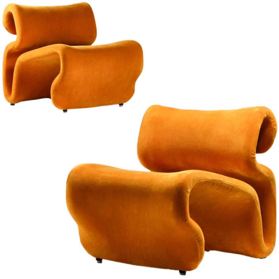 1970s Scandinavian Mustard Yellow Lounge Chairs "Et Cetera" by Jan Ekselius