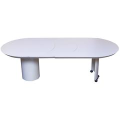 Roger Rougier White Lacquered Extension Dining Table