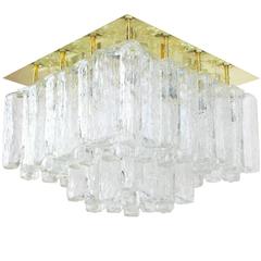 Stunning Huge Kalmar Ice Glass Flush Mount "Granada", Austria, 1960s