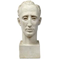 White Plaster Bust of Distinguished Man
