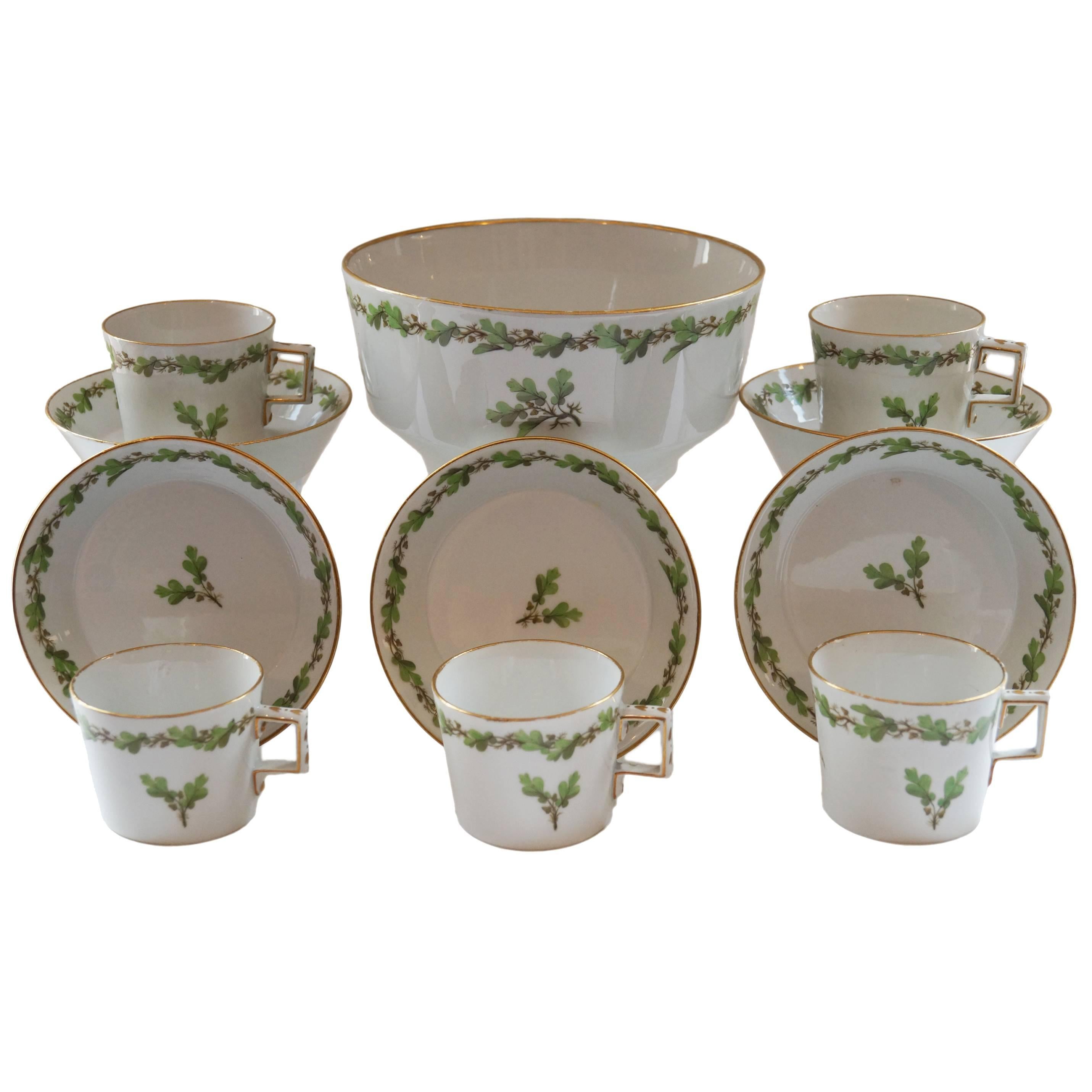 Late 18th Century Furstenberg Demitasse Bowl, Cups and Saucers For Sale
