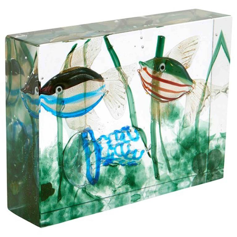 Alfredo Barbini Rare Murano Aquarium Sculpture with Jellyfish at 1stDibs