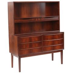 Sleek Danish Rosewood Chest with Bookshelf