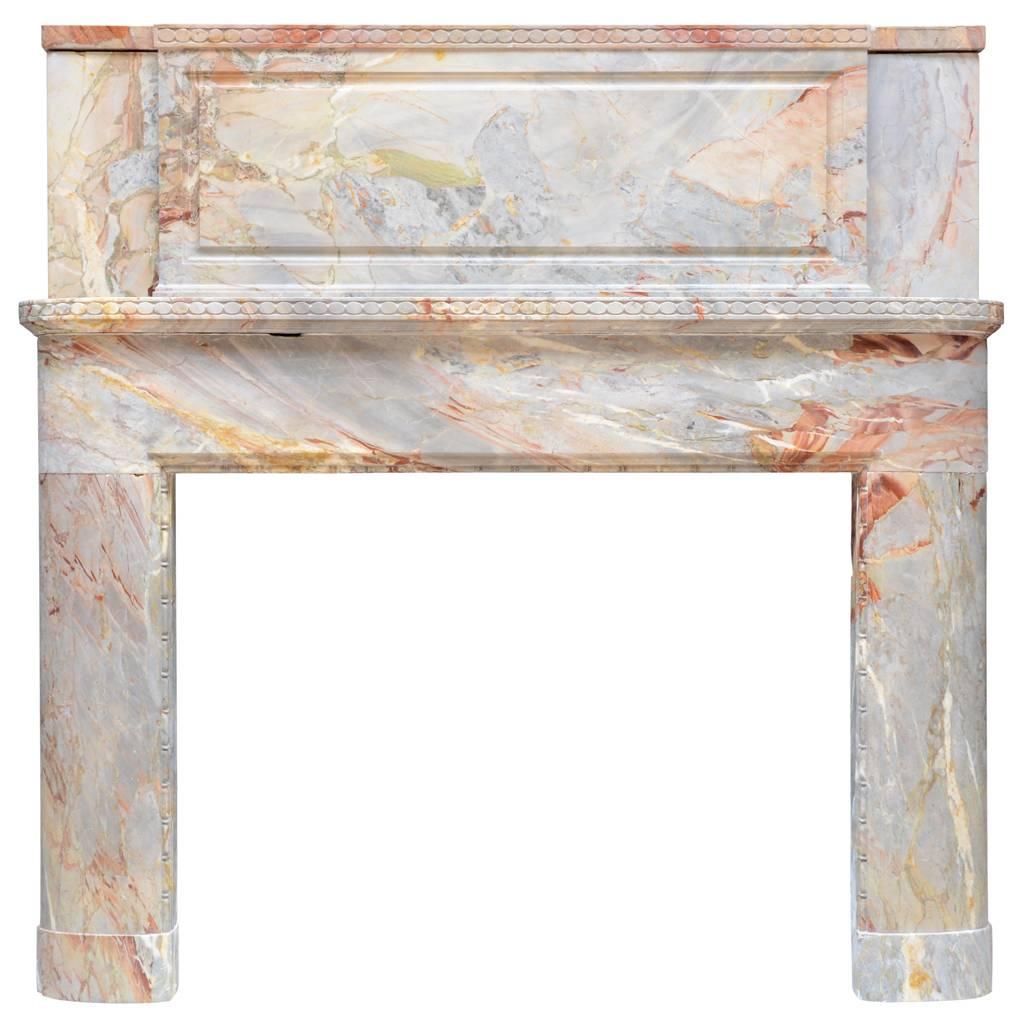 French Art Deco Period Sarrancolin Marble Fireplace, 20th Century