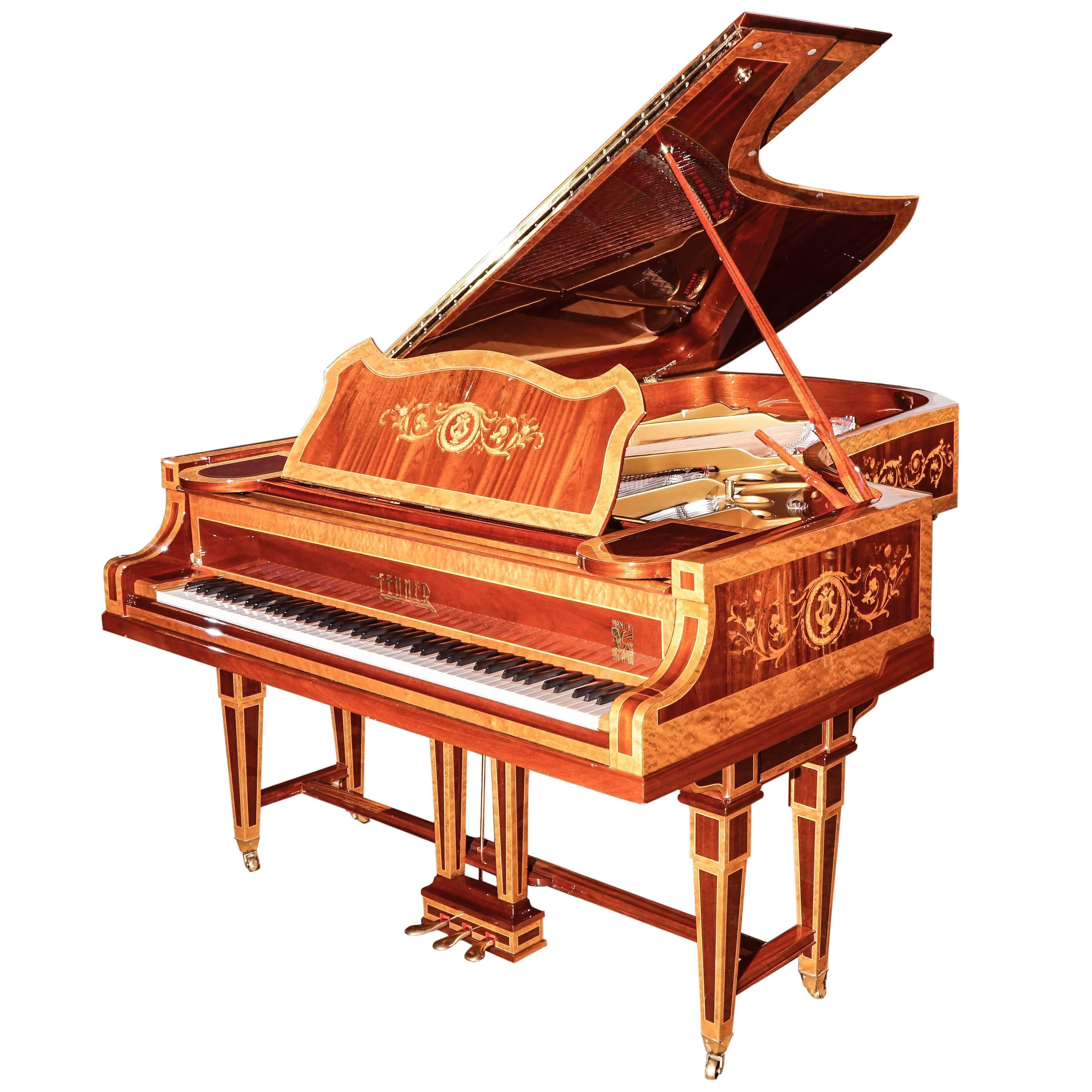 Single Handmade German Luxury Grand Piano Richard 7th with Inlays High Gloss For Sale